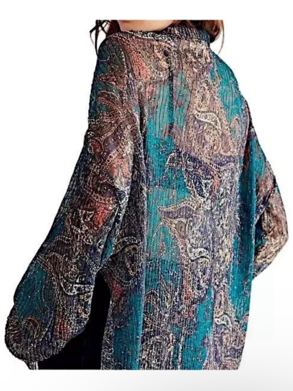 Free People My Best Top Sheer Paisley Tunic size XL - Picture 2 of 11